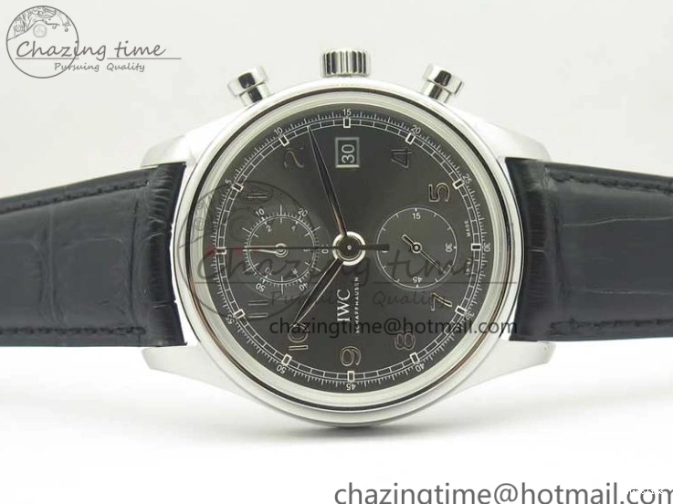 MIROTIME 0320 Portuguese Chrono SS ZF 1:1 Best Edition Gray Dial SS On Black Leather Strap A ZipUp 7215